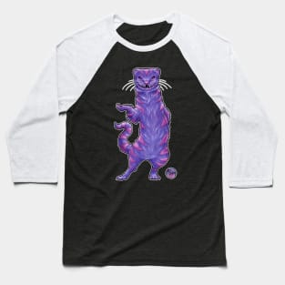 The Cheshire Cat Ferret - White Outlined Version Baseball T-Shirt